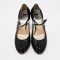 Pre Owned Dior Black Suede and Leather Mary Jane Pumps Size 38