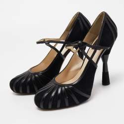 Pre Owned Dior Black Suede and Leather Mary Jane Pumps Size 38