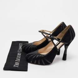 Pre Owned Dior Black Suede and Leather Mary Jane Pumps Size 38