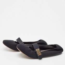 Pre Owned Dior Black Knit Fabric Mary Jane Ballet Flats Size 39