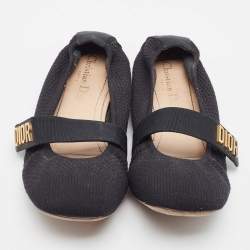 Pre Owned Dior Black Knit Fabric Mary Jane Ballet Flats Size 39