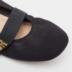 Pre Owned Dior Black Knit Fabric Mary Jane Ballet Flats Size 39