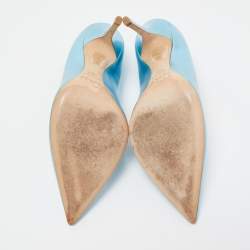 Pre Owned Dior Metallic Blue Leather Cherie Pointed Toe Pumps Size 38.5