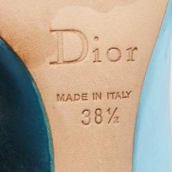 Pre Owned Dior Metallic Blue Leather Cherie Pointed Toe Pumps Size 38.5