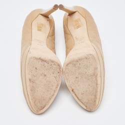 Pre Owned Dior Beige Quilted Leather and Patent Pumps Size 39