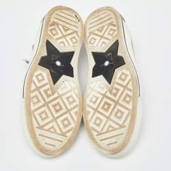 Pre Owned Dior Beige Knit Fabric and Leather Walk'N'Dior High Top Sneakers Size 37