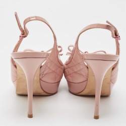 Dior Pink Quilted Leather Bow Planform Slingback Sandals Size 38.5