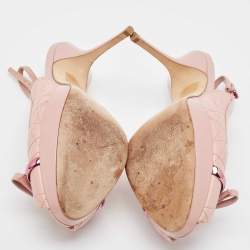 Dior Pink Quilted Leather Bow Planform Slingback Sandals Size 38.5