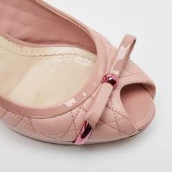 Dior Pink Quilted Leather Bow Planform Slingback Sandals Size 38.5