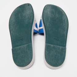 Pre Owned Dior Tri Color Leather Marina Flat Slides Size 39