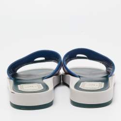 Pre Owned Dior Tri Color Leather Marina Flat Slides Size 39