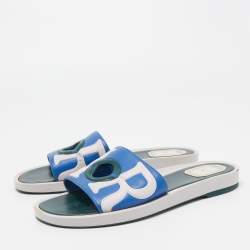 Pre Owned Dior Tri Color Leather Marina Flat Slides Size 39
