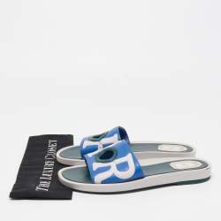 Pre Owned Dior Tri Color Leather Marina Flat Slides Size 39
