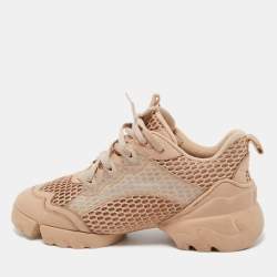 Dior Beige Leather and Mesh D-Connect Sneakers Size 39