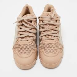 Dior Beige Leather and Mesh D-Connect Sneakers Size 39