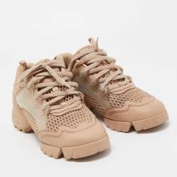 Dior Beige Leather and Mesh D-Connect Sneakers Size 39