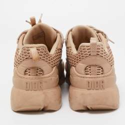 Dior Beige Leather and Mesh D-Connect Sneakers Size 39