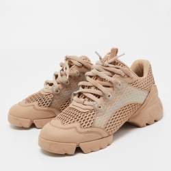 Dior Beige Leather and Mesh D-Connect Sneakers Size 39