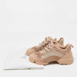 Dior Beige Leather and Mesh D-Connect Sneakers Size 39