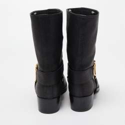 Dior Black Leather CD Logo Ankle Boots Size 37
