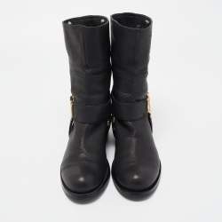 Dior Black Leather CD Logo Ankle Boots Size 37