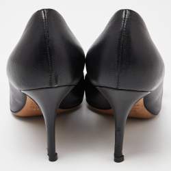 Pre Owned Dior Black Leather Flower Detail Pointed Toe Pumps Size 38.5