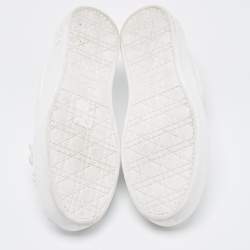 Pre Owned Dior White Leather Floral Crystal Embellished Slip On Sneakers Size 37