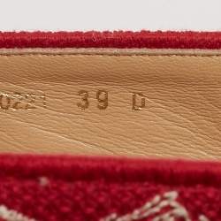 Pre Owned Dior White/Red Floral Embroidered Canvas Granville Espadrille Flats Size 39