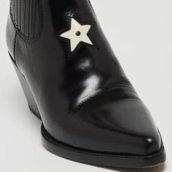 Pre Owned Dior Black Leather Star Cowboy Boots Size 36