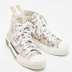 Dior White/Black PVC And Oblique Mesh B23 High-Top Sneakers Size 37