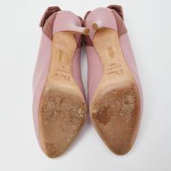 Pre Owned Dior Pink Fabric and Satin Bow Round Toe Pumps Size 40