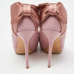 Pre Owned Dior Pink Fabric and Satin Bow Round Toe Pumps Size 40