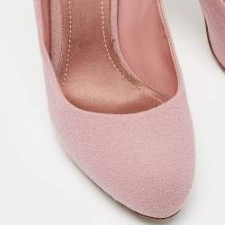 Pre Owned Dior Pink Fabric and Satin Bow Round Toe Pumps Size 40
