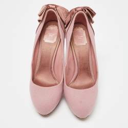 Pre Owned Dior Pink Fabric and Satin Bow Round Toe Pumps Size 40