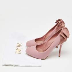 Pre Owned Dior Pink Fabric and Satin Bow Round Toe Pumps Size 40
