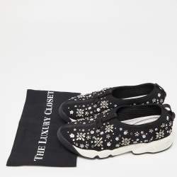 Pre Owned Dior Black Embellished Mesh Fusion Sneakers Size 38
