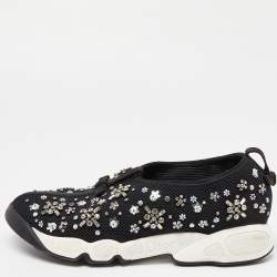 Pre Owned Dior Black Embellished Mesh Fusion Sneakers Size 38