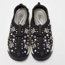 Pre Owned Dior Black Embellished Mesh Fusion Sneakers Size 38