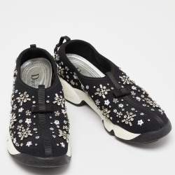 Pre Owned Dior Black Embellished Mesh Fusion Sneakers Size 38