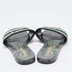 Pre Owned Dior Tricolor Embroidered Canvas Dway Flat Slides Size 35.5