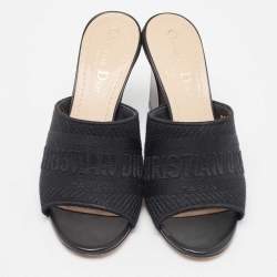 Dior Black Canvas Dway Mules Size 36.5