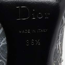 Dior Black/Grey Oblique Canvas and Leather Pearl Embellishment Ankle Boots Size 36.5