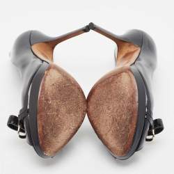 Pre Owned Dior Black Leather  Bow Detail Peep Toe Pumps Size 37