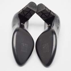 Dior Black Patent Leather Embellished Block Heel Pumps Size 41