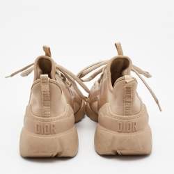 Pre Owned Dior Beige Nylon and Leather D-Connect Lace Up Sneakers Size 37.5