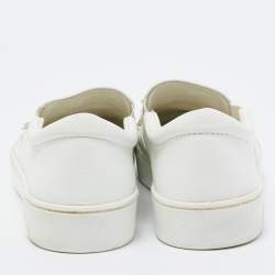 Pre Owned Dior White Leather Daisy Flower Embellished Slip On Sneakers Size 37.5