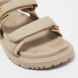 Dior Beige Leather Dior Act Flat Sandals Size 39