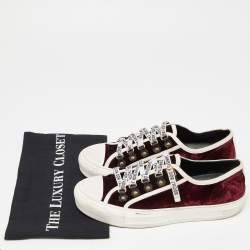 Dior Burgundy/White Velvet and Rubber Walk'n'Dior Sneakers Size 38.5
