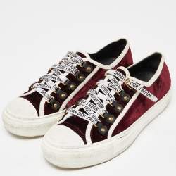 Dior Burgundy/White Velvet and Rubber Walk'n'Dior Sneakers Size 38.5