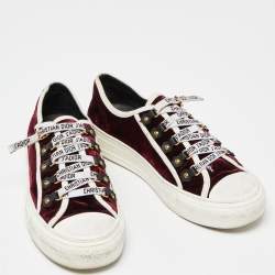 Dior Burgundy/White Velvet and Rubber Walk'n'Dior Sneakers Size 38.5